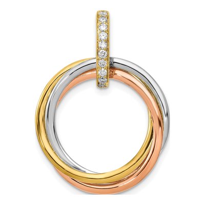 14K Tri-Color Gold 1/10 ct tw Diamond Circles Pendant