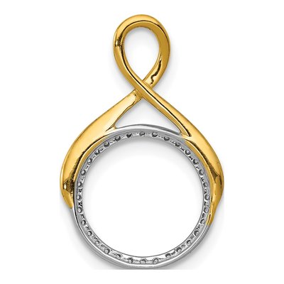 14K Two-Tone Gold 1/10 ct tw Diamond Fancy Circle Slide Pendant – view 4