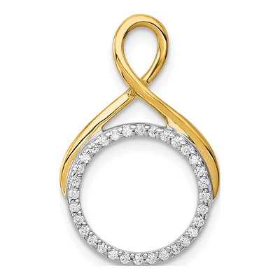 14K Two-Tone Gold 1/10 ct tw Diamond Fancy Circle Slide Pendant