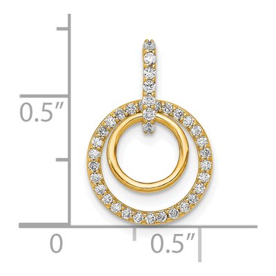 14K Yellow Gold 1/4 ct tw Diamond Double Circle Pendant – view 4