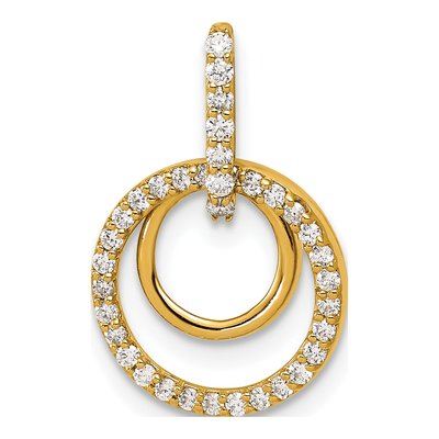 14K Yellow Gold 1/4 ct tw Diamond Double Circle Pendant