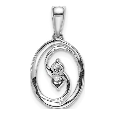 14K White Gold 1/8 ct tw Diamond Oval Pendant – view 4