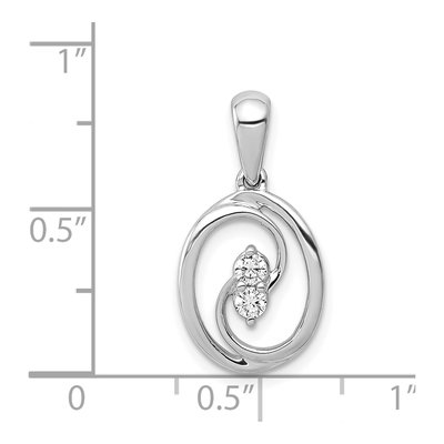 14K White Gold 1/8 ct tw Diamond Oval Pendant – view 5
