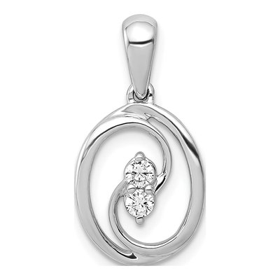14K White Gold 1/8 ct tw Diamond Oval Pendant