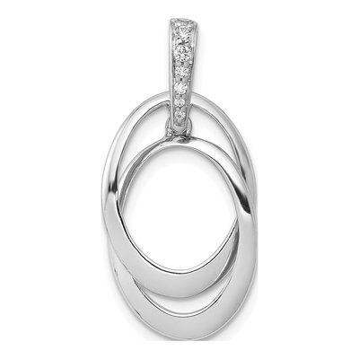 10K White Gold 1/20 ct tw Diamond Double Oval Pendant