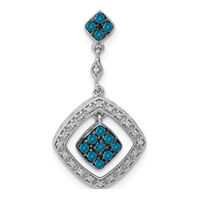 14K White Gold 1/4 ct tw Diamond Square Slide Pendant
