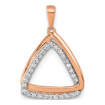 14K Rose Gold 1/6 ct tw Diamond Double Triangle Pendant