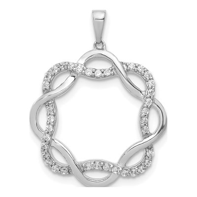 14K White Gold 1/5 ct tw Diamond Twisted Pendant