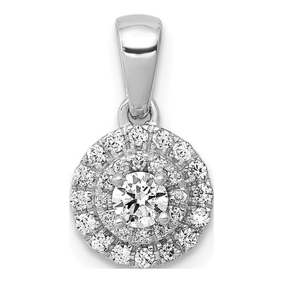 14K White Gold 1/4 ct tw Diamond Halo Cluster Pendant
