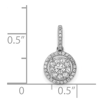 14K White Gold 1/4 ct tw Diamond Round Halo Cluster Pendant – view 5