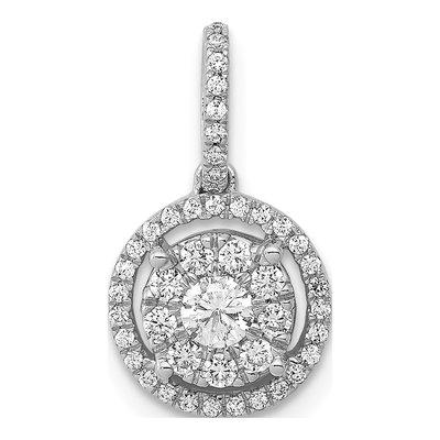 14K White Gold 1/3 ct tw Diamond Halo Pendant