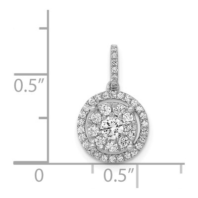 14K White Gold 1/2 ct tw Diamond Round Halo Cluster Pendant – view 4