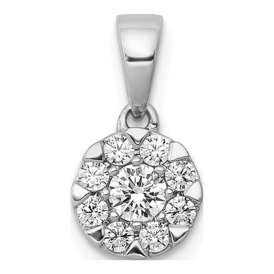 14K White Gold 1/3 ct tw Diamond Round Halo Pendant