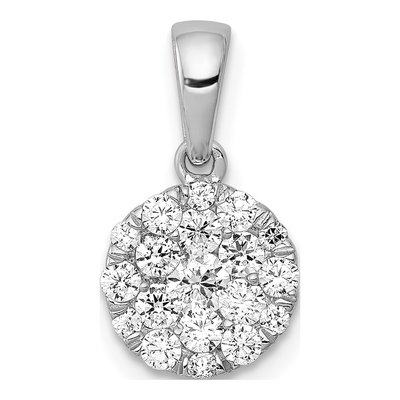 14K White Gold 1/2 ct tw Diamond Cluster Pendant