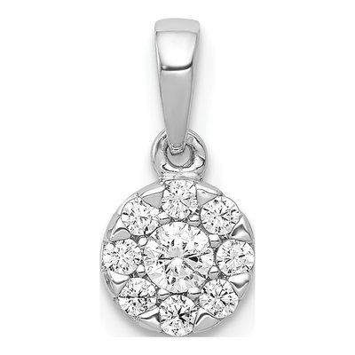14K White Gold 1/4 ct tw Diamond Round Halo Pendant