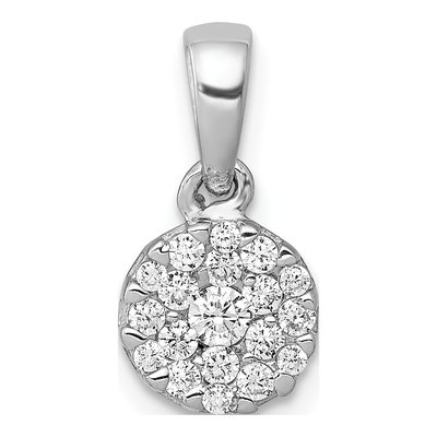 14K White Gold 1/4 ct tw Diamond Cluster Pendant