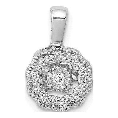 14K White Gold 1/10 ct tw Diamond Halo Pendant
