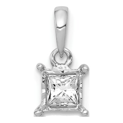 14K White Gold 1/5 ct tw Diamond Square Pendant