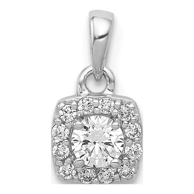 14K White Gold 1/3 ct tw Diamond Square Halo Pendant