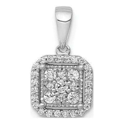 10K White Gold 1/4 ct tw Diamond Square Cluster Pendant