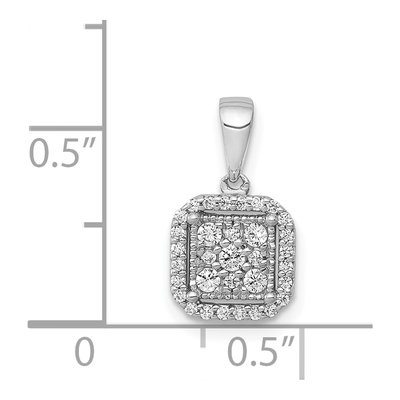 14K White Gold 1/4 ct tw Diamond Square Cluster Pendant – view 5