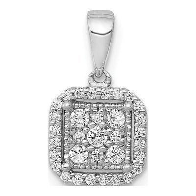 14K White Gold 1/4 ct tw Diamond Square Cluster Pendant