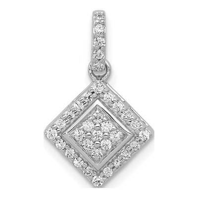 10K White Gold 1/4 ct tw Diamond Cluster Pendant