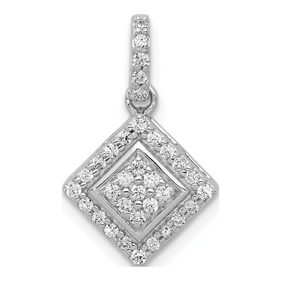 14K White Gold 1/4 ct tw Diamond Cluster Pendant