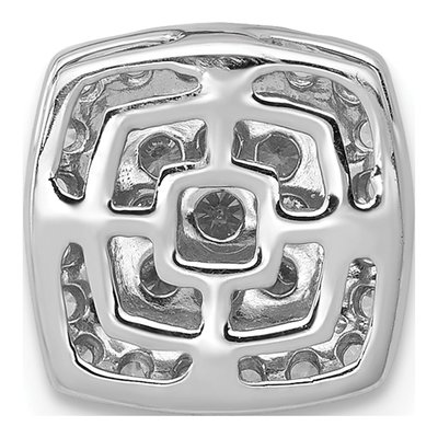 14K White Gold 1/3 ct tw Diamond Square Halo Cluster Slide Pendant – view 3