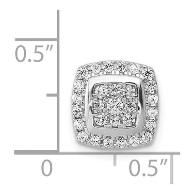 14K White Gold 1/3 ct tw Diamond Square Halo Cluster Slide Pendant – view 4