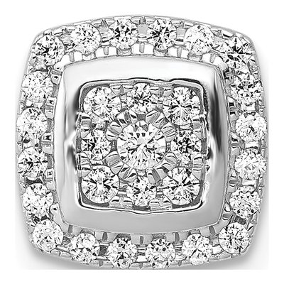 14K White Gold 1/3 ct tw Diamond Square Halo Cluster Slide Pendant