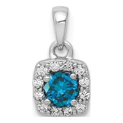 14K White Gold 1/3 ct tw Diamond Halo Pendant