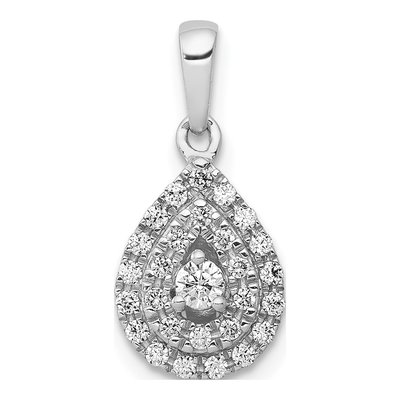 14K White Gold 1/4 ct tw Diamond Halo Teardrop Pendant