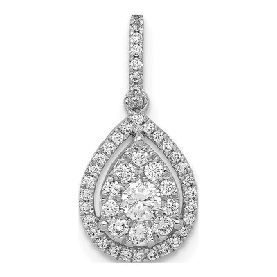 14K White Gold 1/3 ct tw Diamond Halo Teardrop Pendant