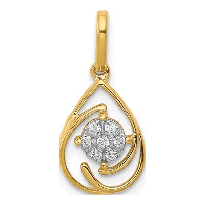 14K Yellow Gold 1/15 ct tw Diamond Teardrop Slide Pendant