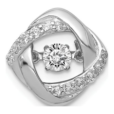 14K White Gold 1/4 ct tw Diamond Intertwined Squares Slide Pendant