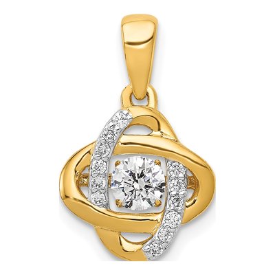 14K Yellow Gold Diamond Knot Pendant, 0.322 ctw