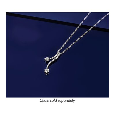 14K White Gold 1/10 ct tw Diamond Curved Lines Slide Pendant – view 5