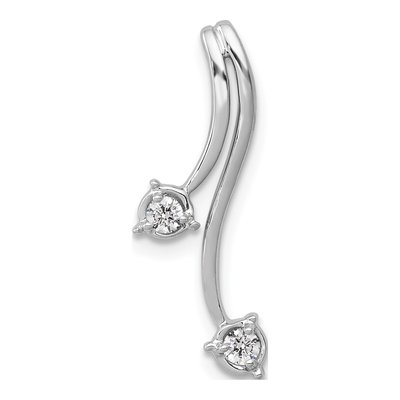 14K White Gold 1/10 ct tw Diamond Curved Lines Slide Pendant