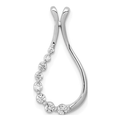 14K White Gold 1/6 ct tw Lab-Grown Diamond Teardrop Slide Pendant