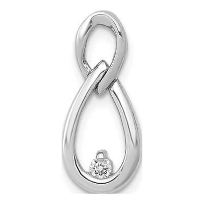 14K White Gold 1/20 ct tw Diamond Double Teardrop Slide Pendant
