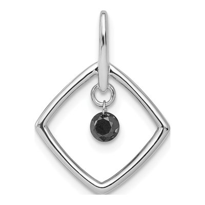 14K White Gold 1/6 ct tw Diamond Square Dangle Pendant