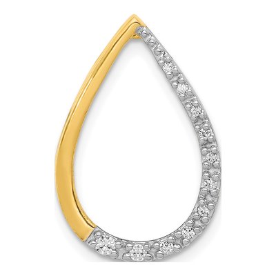 14K Yellow Gold 1/10 ct tw Diamond Teardrop Slide Pendant