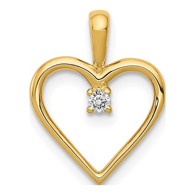 10K Yellow Gold Diamond Heart Pendant