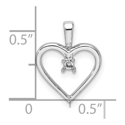 14K White Gold Heart for Pendant – view 5