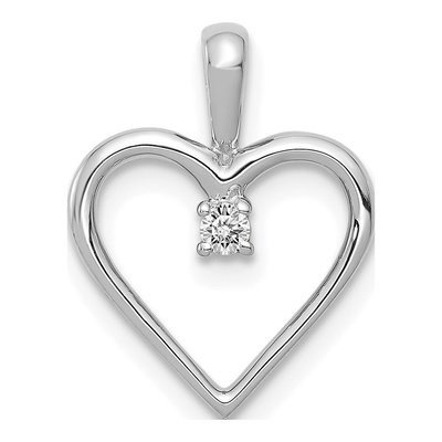 14K White Gold Diamond Heart Pendant
