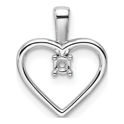 14K White Gold Heart Pendant