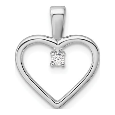 14K White Gold 1/20 ct tw Diamond Heart Pendant