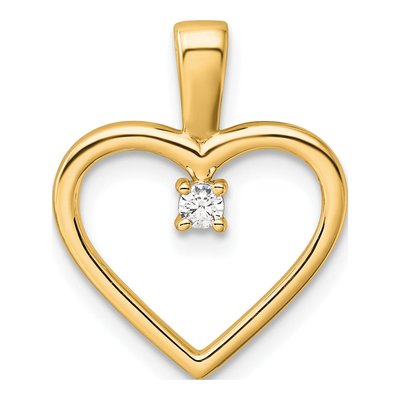 14K Yellow Gold 1/20 ct tw Diamond Heart Pendant
