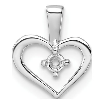 14K White Gold Heart Pendant